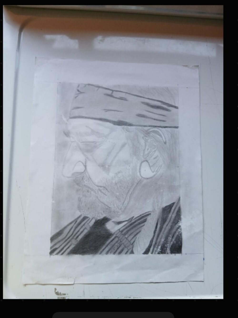 Drawing of Willie Nelson by Chef Dr. Mark Twain Heaton III